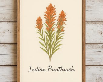 Indian Paintbrush Botanical Print: Rustic Wildflower Wall Art (24x36" Digital Download)