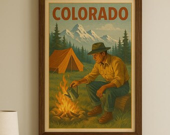 Vintage Colorado Camping Poster: Retro National Park Art (24x36" Digital Download
