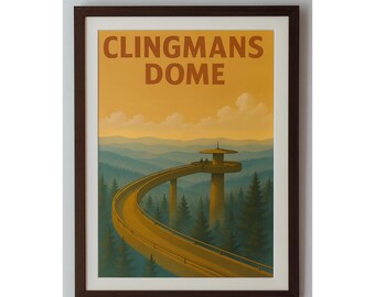 Clingmans Dome Vintage Poster: Smoky Mountains National Park Art (Digital Download 22x28