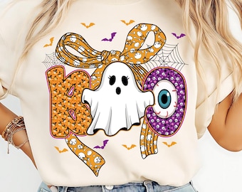 Coquette Ghost PNG: Halloween Bow, Spooky Fall Design (Digital Download)