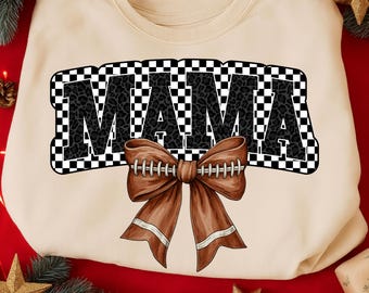 Football Mama PNG: Coquette Bow, Game Day Sublimation Design (Digital Download)