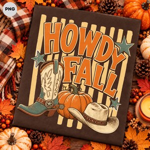 Howdy Fall PNG, Cowboy Fall PNG, Western Pumpkin PNG, Retro Autumn Design, Country Fall Png, Vintage Western, Fall Pumpkin