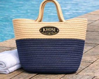 Khosi Clothing Logo Handwoven Fashion Bag | Branded Straw Tote
