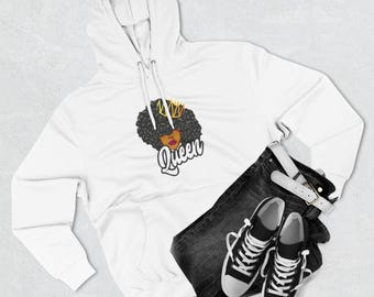 Empowering Queen Fleece Hoodie, Cozy Sweatshirt for Women, Black Girl Magic