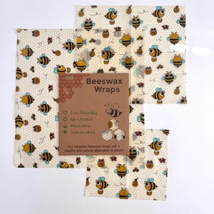 3-delig startpakket bijenwasverpakking - herbruikbare, milieuvriendelijke, voedselveilige zelfgemaakte wraps voor keukenopslag - geen afval - uniek cadeau bijen