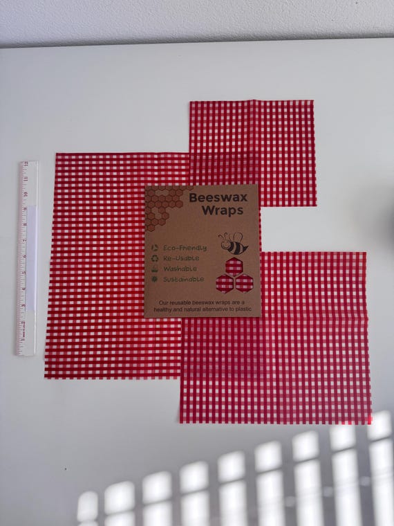 3 piece Beeswax wrap starter pack - reusable eco friendly food safe homemade wraps for kitchen storage - zero waste - unique gift bees