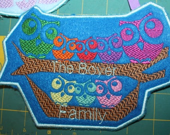 Owl family (8) decoration ITH embroidery machine pattern