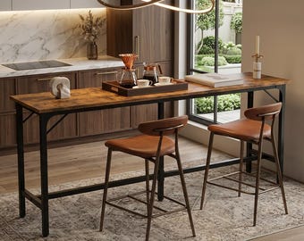 Rustic Industrial Console Bar Table, Narrow Entryway Sofa Table
