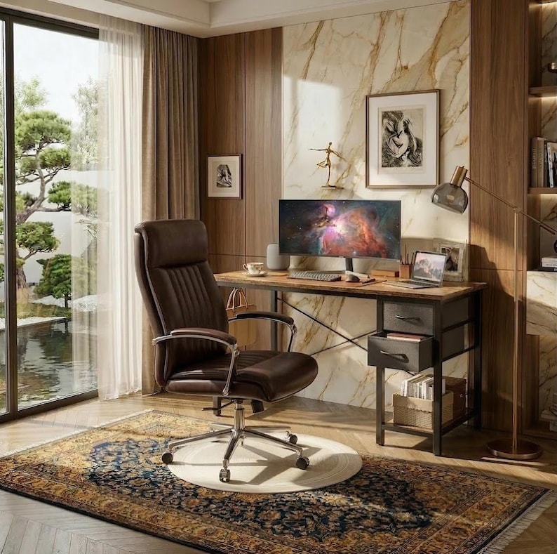 Rustic Industrial Computer Desk, 47-inch Wood Metal Home Office ...