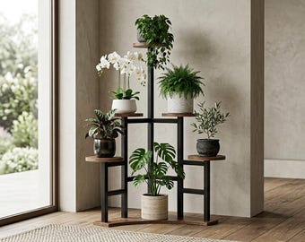 Rustic 6-Tier Corner Plant Stand, Vertical Garden Shelf, Space-Saving Display Rack