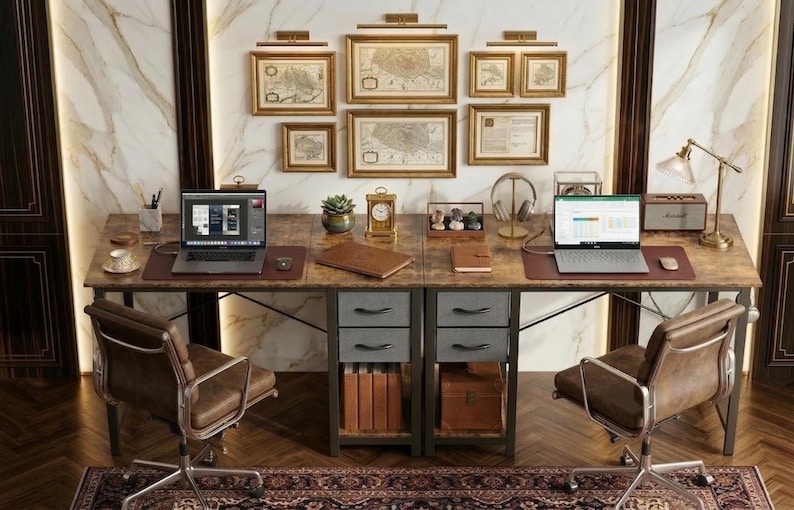 Rustic Industrial Computer Desk, 47-inch Wood Metal Home Office ...