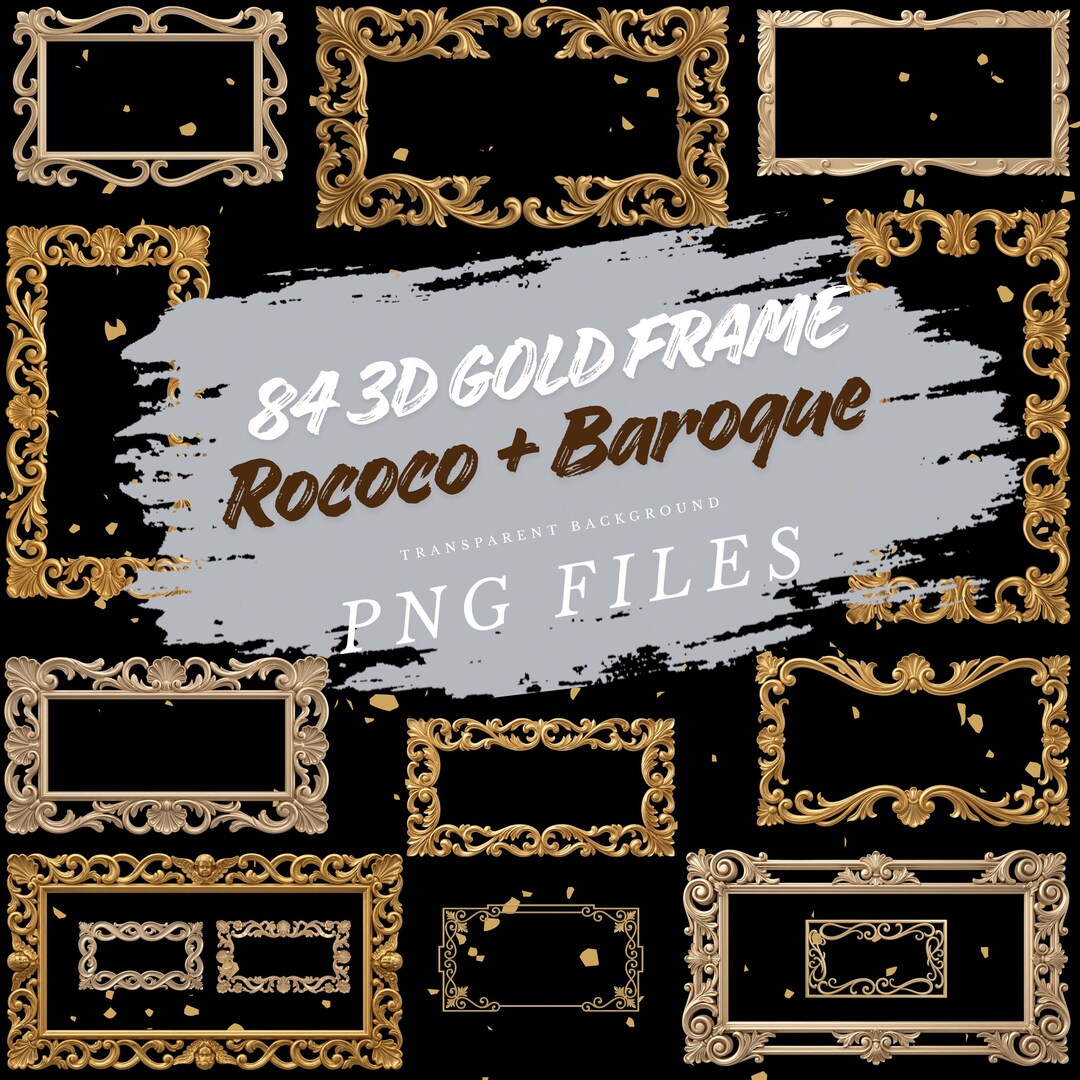 84 Gold Rococo Baroque Frame Clipart, Vintage Ornate Borders (digital ...