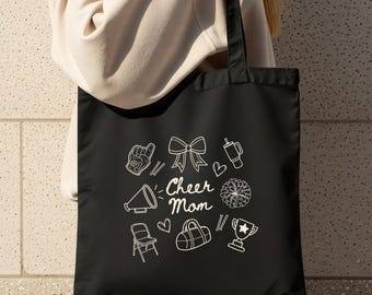 Cheer Mom Tote Bag, Cheerleading Mom Gift, Game Day Bag, Cheer Team Spirit Accessory, Cheer Competition Bag, Cheer Coach Gift