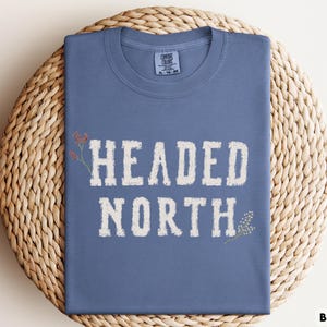 Unisex Headed North Tee, Comfort Colors Sad Bug Summer Shirt, NK Indie Folk Divide Concert Tee, Distressed Varsity Shirt, Vermont T-Shirt Blue Jean