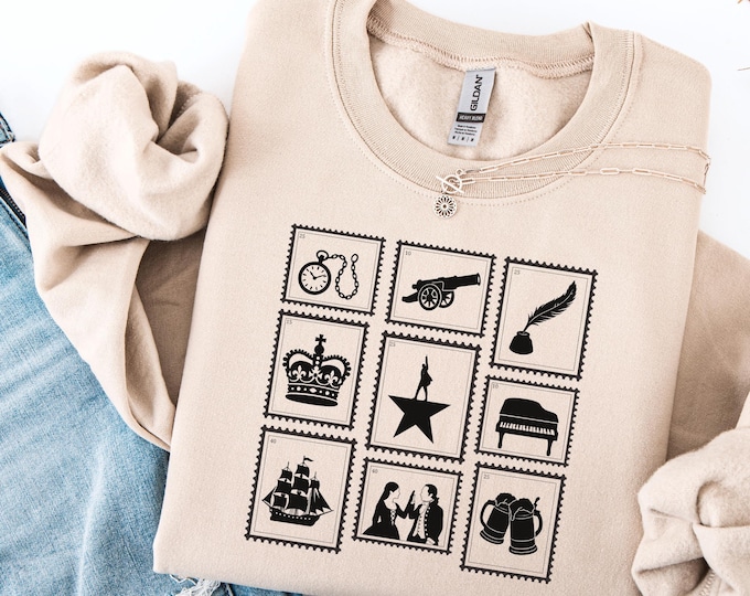Hamilton Sweatshirt, Stamp Style Musical Theater Sweatshirt, Hamilton Gift for Theatre Lovers, Gift for Broadway Fan, Broadway Musical Lover