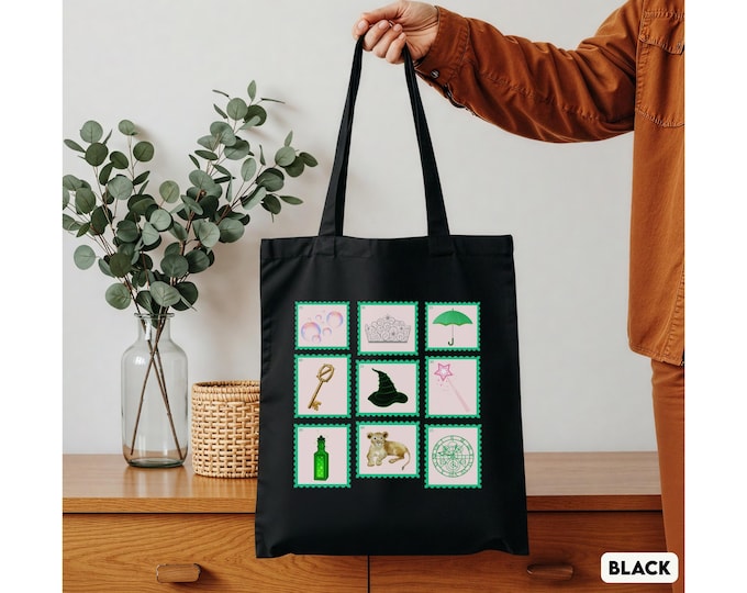 Wicked Stamp Tote Bag, For Good Movie Outfit, Wizard of Oz Canvas Bag, Wicked Fan Gift, Musical Lover Gift, Movie Musical Fan Gift