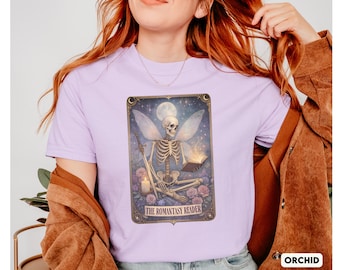 Romantasy Fairy skelet shirt, Fantasy Reader T-shirt, leesgrage merchandise, boekenliefhebber cadeau, vierde vleugel fanshirt, ACOTAR cadeau, Comfort Colors T-shirt