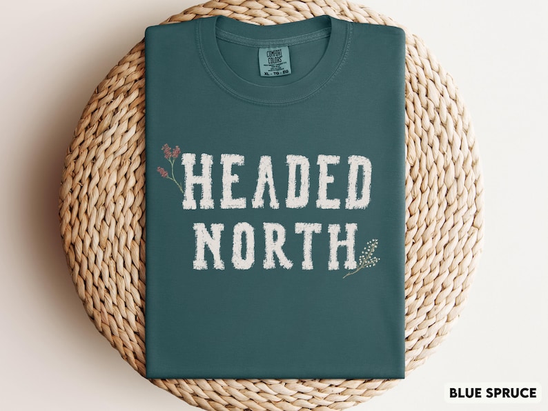 Unisex Headed North Tee, Comfort Colors Sad Bug Summer Shirt, NK Indie Folk Divide Concert Tee, Distressed Varsity Shirt, Vermont T-Shirt Blue Spruce