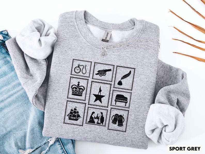 Sudadera Hamilton, sudadera con estampado de teatro musical, regalo de Hamilton para amantes del teatro, regalo para fanáticos de Broadway, amante de los musicales de Broadway Sport Grey