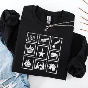 Sudadera Hamilton, sudadera con estampado de teatro musical, regalo de Hamilton para amantes del teatro, regalo para fanáticos de Broadway, amante de los musicales de Broadway Black