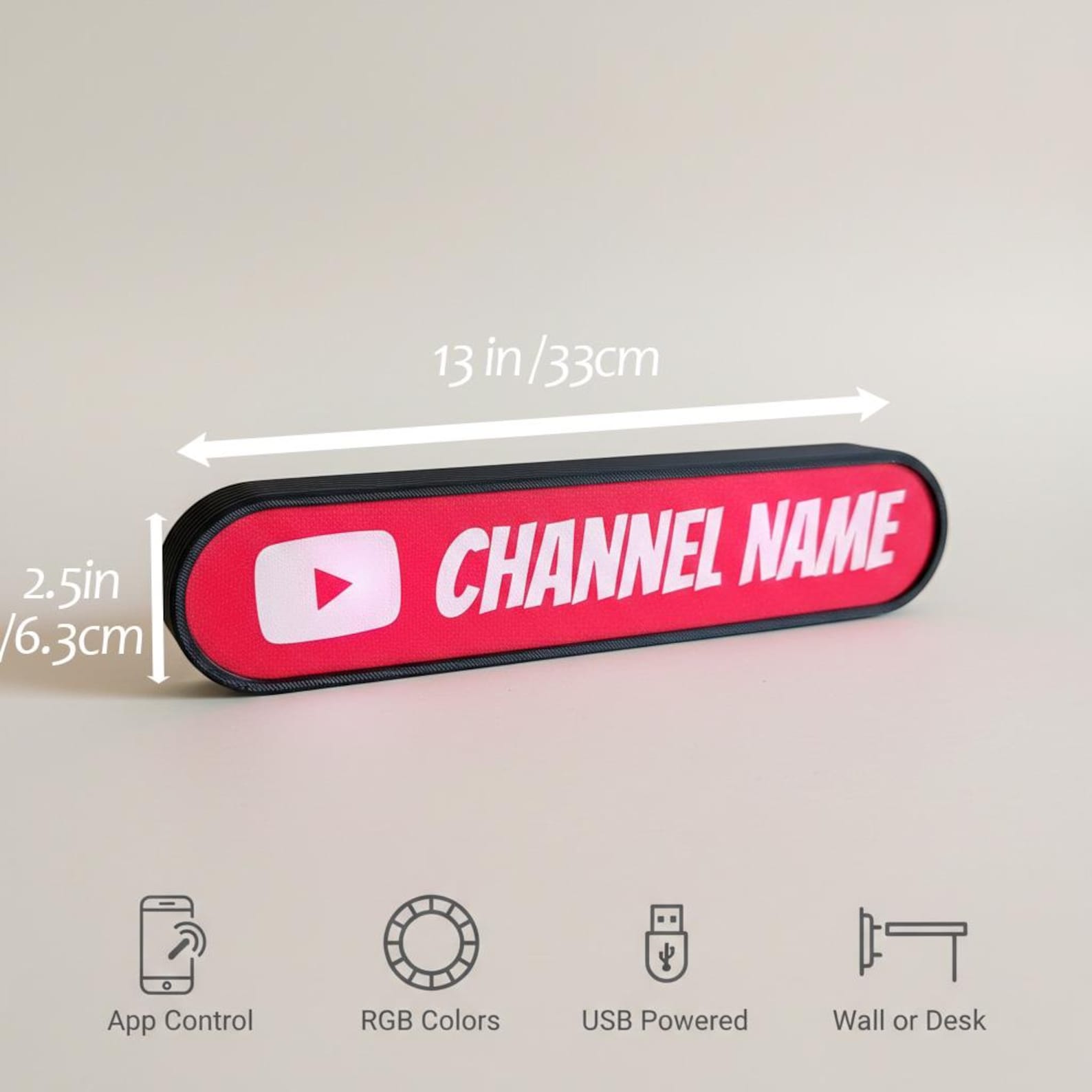 Personalized Youtube LED Sign – Custom RGB Light Box Gift for Youtubers ...