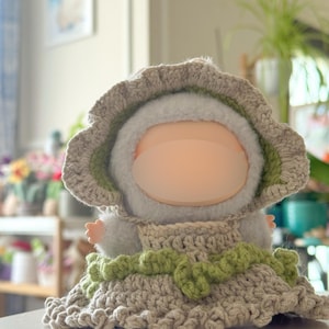 Handmade Doll Cloth Compatible with Labubu- Green Garden Dress  Crochet Set