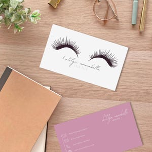Beauty Lash Tech-sjabloon voor visitekaartjes, roze dubbelzijdig, chique elegant, bewerkbare afdrukbare sjabloon voor doe-het-zelfcanva-visitekaartje, salonontwerp.