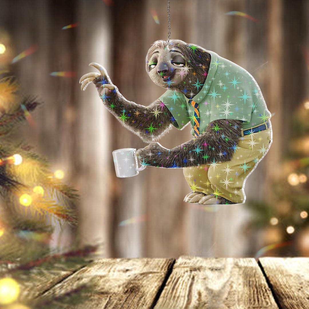 Flash Sloth Holographic Flash Zootopia Sloth Ornament, Funny Slow Sloth Christmas ...
