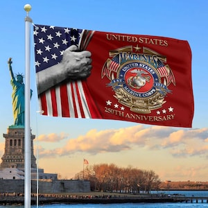 USMC Marine Corps 250th Anniversary Grommet Flag, Semper Fi Heritage Gift, Patriotic Marine Decor