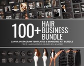 100+ Hair Business Canva Templates Bundle | Black Instagram Branding Kit for Wig Vendors, Hair Stylists & Beauty Shops