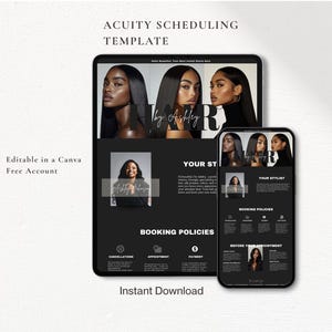 Acuity Scheduling Template Black Hairstylist Booking Website Beauty Salon Braid Lash Nail Esthetician Service Menu Canva Digital Download