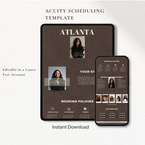 Terminplanungsvorlage für Hair Acuity Brown Mocha Luxury Hairstylist Buchungswebsite Flechtfrisuren Einnähen Perückeninstallation Wimpern-Make-up Canva Digitaler Download