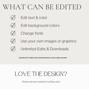 Clean neutral slide listing bundle contents including price list size 4x11, Canva access link, and fully editable in a free Canva account;