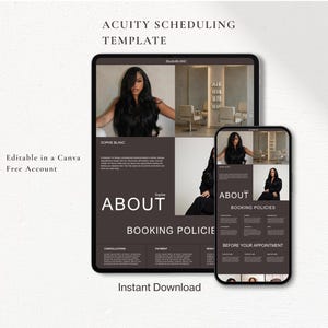 Acuity Scheduling Hairstylist Website Template Brown Canva Booking Site Lash Nail Tech Beauty Salon Appointment Policies Digital Download