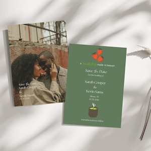 Strawberry Matcha Editable Customizable Save The Date Wedding Invitation Template