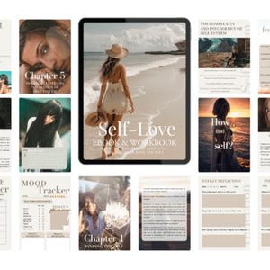 Self Love Ebook and Workbook with PLR Resell Rights, Self Love Journal, Self Development Guide, Self Care Journey, Canva Template + PDF FILE