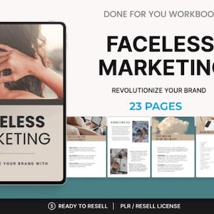 Faceless Digital Marketing Guide with PLR and MRR, Learn and Resell Faceless Marketing Strategies Course, Done-For-You Passive Income Ebook