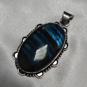 Labradorit Anhänger 925 Sterling Silber Oval Edelstein Halskette Frauen Blau Flesh Anhänger Geschenk für Sie
