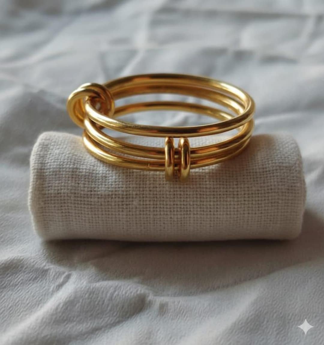 Interlocking Gold Ring, Handmade Gold Band, Statement Ring, Simple ...