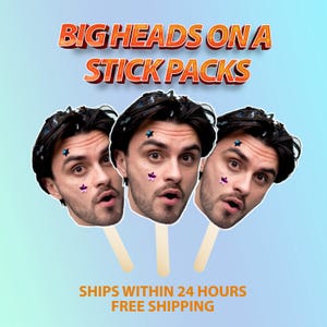 Face on a Stick, Bachelorette Fatheads, Graduation Face Fan, Groom on a Stick, Face Fans, Fiancé Face on a Stick, Bachelorette Party Favors