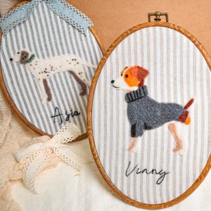 Personalisierte Nadel gefilzte Hunde Stickerei Hoop Kunst: Personalisiertes Haustier Porträt