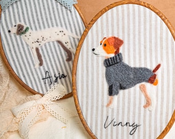 Arte de bordado de perro personalizado con fieltro de aguja: Retrato de mascota personalizado