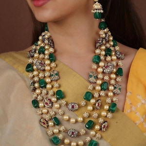 Traditionella rosa stenpärl-jhumkas, Bollywood-stil kundanörhängen, handgjorda antikförgyllda örhängen, festliga smycken