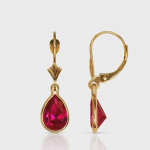 Ruby Hook Earrings - 925 Sterling Silver Dangle Earrings - Gemstone Handmade Earrings -Antique Boho Ethnic Jewelry - Love Gift
