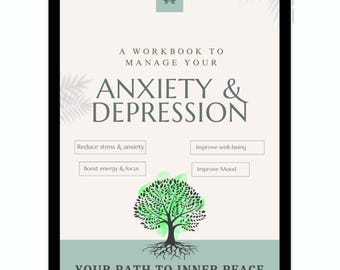 Editable Anxiety & Depression Planner | Mental Health Journal | Therapy Worksheet | Self Care/Mood Tracker | Mental Health Journal Printable