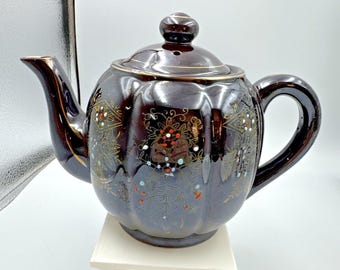 Vintage Brown Betty Japanese Moriage teapot from the 1940's