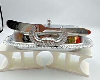 Vintage Irvinware Covered Butter Dish with Knife Holder and Knife.  Made in USA