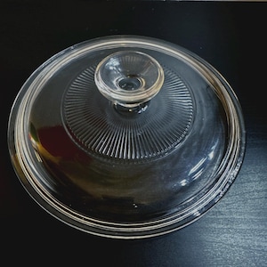 Pyrex G-5-C Vintage Round Ribbed Clear Glass Replacement Lid 7.75&quot; Fits Corning