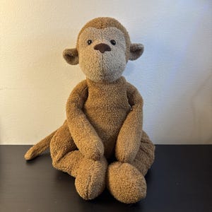 Rare Retired Jellycat Pelhamby Monkey 11&quot; brown plush stuffed animal