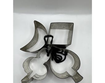 4 Vintage Tin Steel COOKIE CUTTERS Soldered Antique Primitive Shapes
